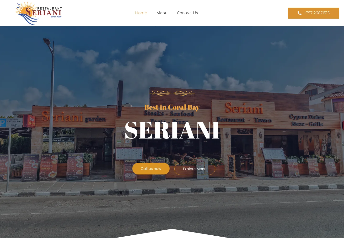 Seriani Restaurant website homepage designed by RestAI